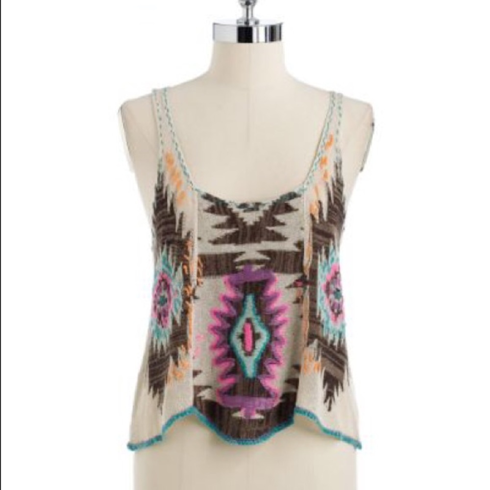 RARE Free People Aztex Sweater Tank Size Small